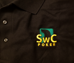 SwC Poker Embroidered Polo Shirt - Black - Close Up